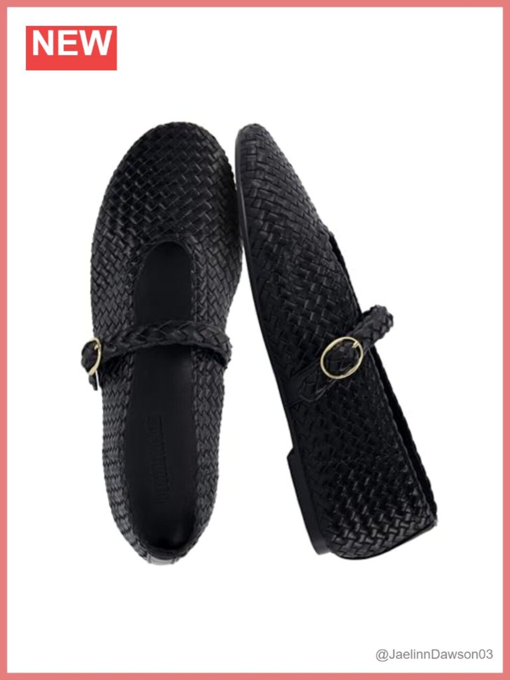 Woven Mary Jane Flats for Women, Faux Leather Ballet Shoes with Memory Foam